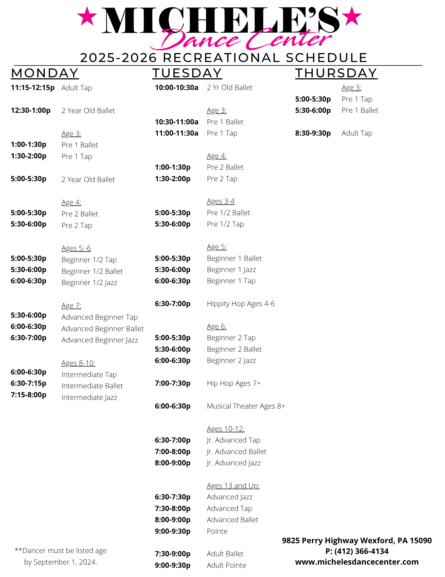 Class & Recital Info